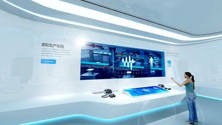數據可視化大屏在企業展廳中炫酷的視覺效果