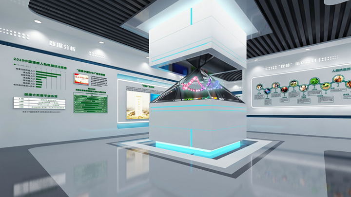 企業展廳全息柜應用展示效果
